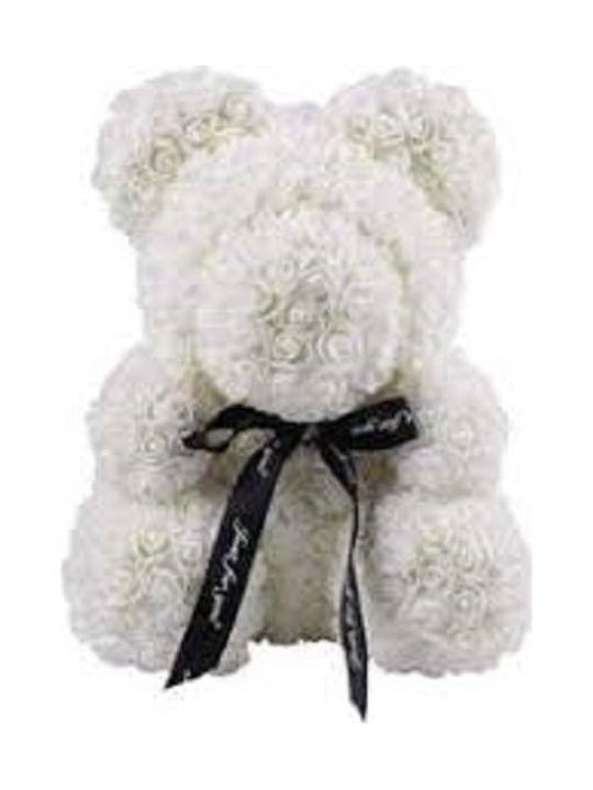 Fly Digital Teddy Bear from Artificial Roses Teddy Bear Roses White 40cm in Box 1pcs