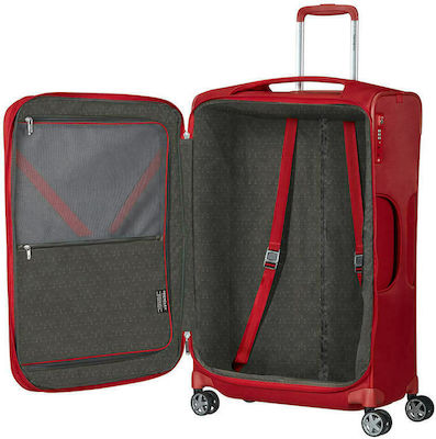 Samsonite D-Lite Large Travel Suitcase Fabric Red with 4 Wheels Height 78cm.