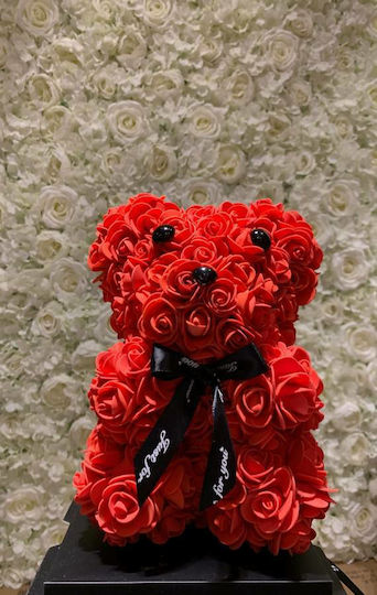 Bear of Artificial Roses Red 25cm in Box