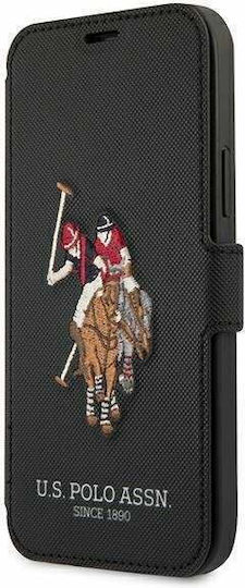 U.S. Polo Assn. Embroidery Book Δερματίνης Μαύρο (iPhone 12 mini)