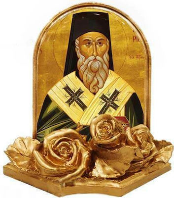 SAINT NEKTARIOS - (Set de 30 de bucăți) Bonbonieră de botez din ceramică placată cu aur