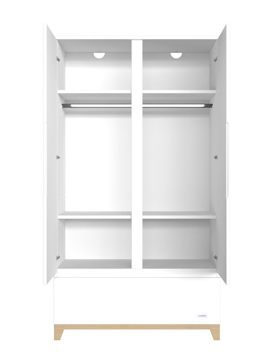 Zoom Δίφυλλη Ντουλάπα με 1 Συρτάρι Λευκή 101x54x180cm