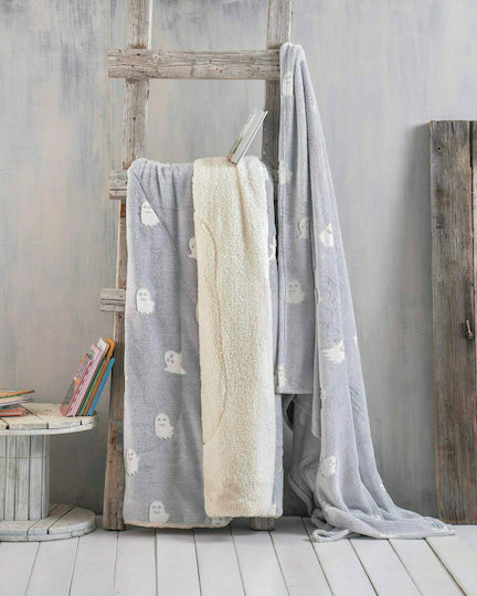 Rythmos Κουβέρτα Fleece Spooggi Φωσφορίζουσα Γκρι 160x220εκ.