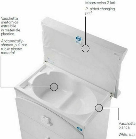 Tris Baby Dresser with 3 Drawers White 76x45x90cm