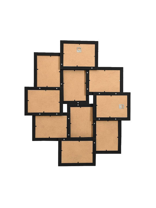 vidaXL Wooden Wall-Mounted Multi Picture Frame 10 Photos Black