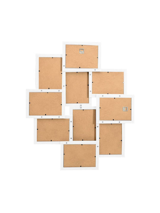 vidaXL Wooden Wall-Mounted Multi Picture Frame 10 Photos White