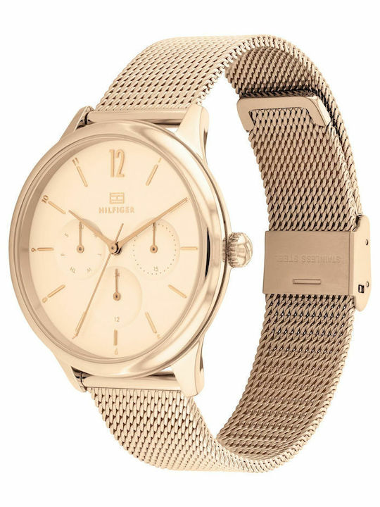 Tommy Hilfiger Layla Women's Watch Chronograph with Pink Gold Metal Bracelet