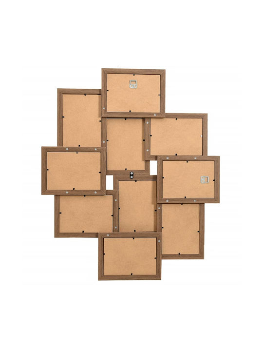 vidaXL Wall-Mounted Multi Wooden Light Brown Picture Frame
