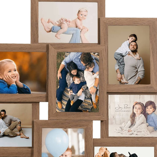 vidaXL Wall-Mounted Multi Wooden Light Brown Picture Frame