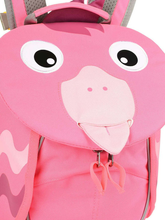 Affenzahn Neon Flamingo Σχολική Τσάντα Πλάτης Νηπιαγωγείου Ροζ με Θήκη για Παγούρι