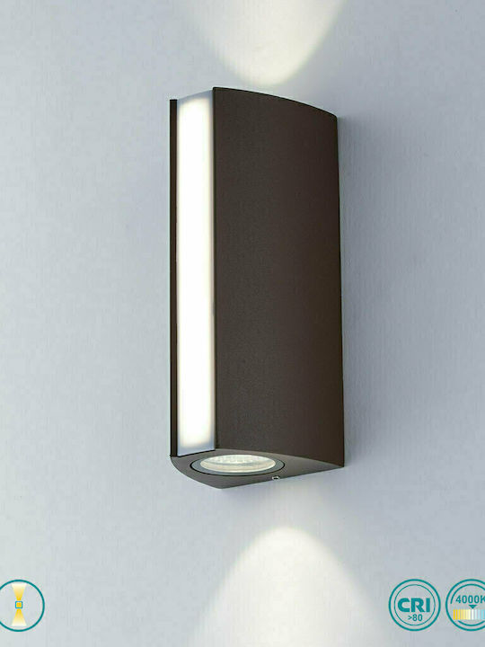 Fan Europe Wandmontiertes Außen-Spotlight LED IP54 14W mit Natürliches Weiß Licht Doppelstrahl 20x8.5x7.8εκ.