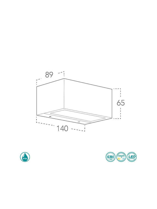 Fan Europe Wall-Mounted Outdoor Ceiling Light LED IP54 12W with Natural White Light Double Beam 14x8.9x6.5εκ.
