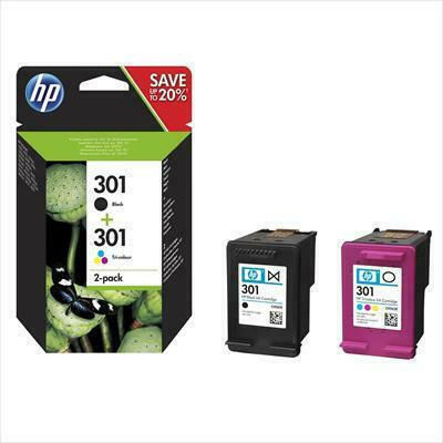 HP 301 Original Pack of 2 InkJet Printer Inks Multiple (Color) / Black (N9J72AE)