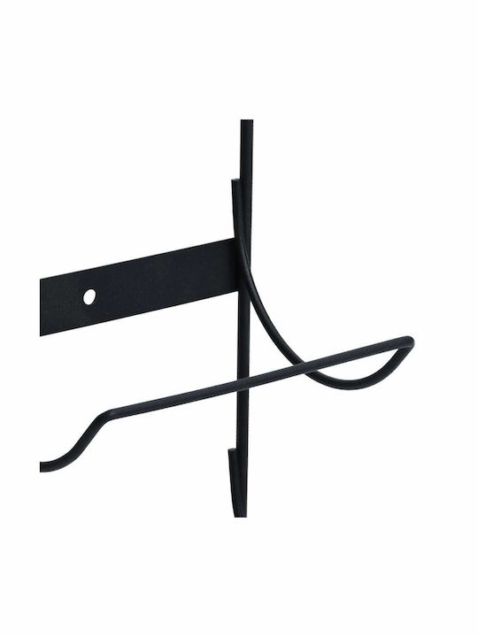 vidaXL Wandmontiert Flaschenhalter Metallisch für 5 Flaschen Schwarz 15x11x58.5εκ.