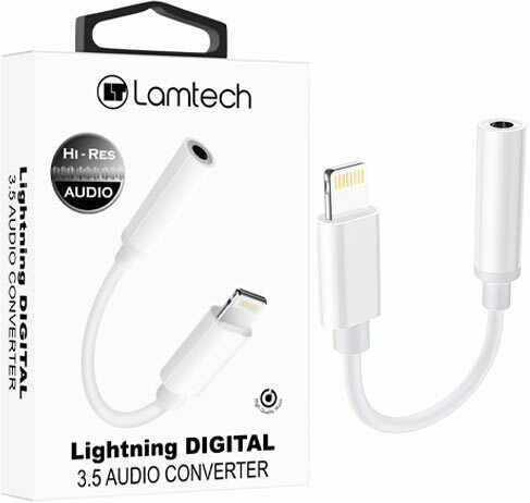 Lamtech Конвертор Lightning мъжки към 3.5mm женски Бял 1бр LAM063005