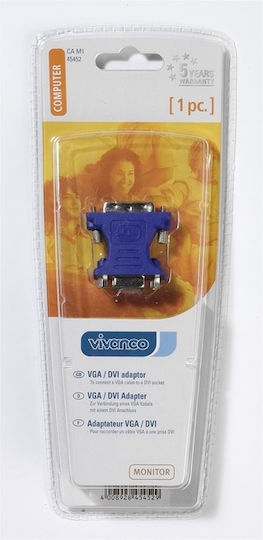 Vivanco Convertor DVI-D feminin în VGA masculin Albastru 1buc 45452