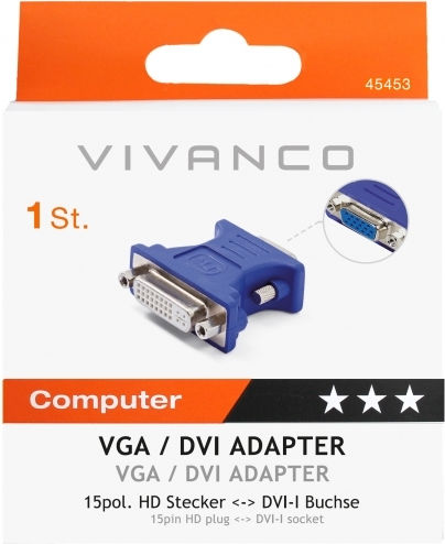 Vivanco Convertor DVI-D feminin în VGA masculin Albastru 1buc 45453