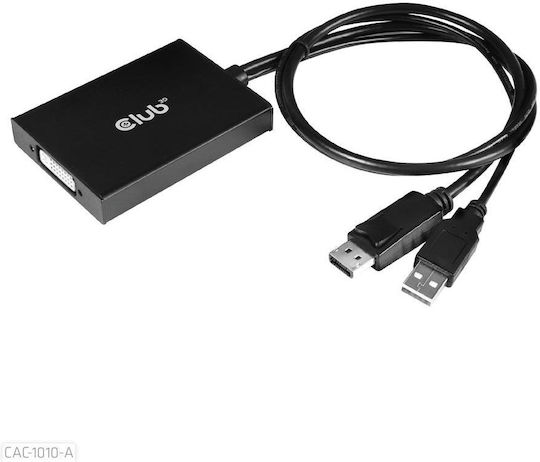 Club3D Converter DVI-D female to DisplayPort / USB-A male 1pcs (CAC-1010-A)