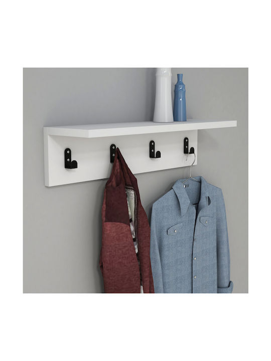 HomeMarkt Agățătoare de Perete Lemnoasă 4 Sloturi Alb 60x16.3x14.5cm 1buc
