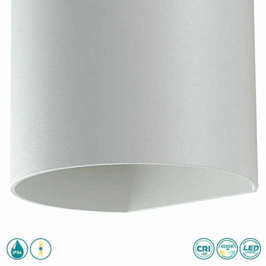 Fan Europe Επιτοίχια Εξωτερική Πλαφονιέρα LED IP54 7W με Φυσικό Λευκό Φως Διπλής Δέσμης 11x11x9.5εκ.
