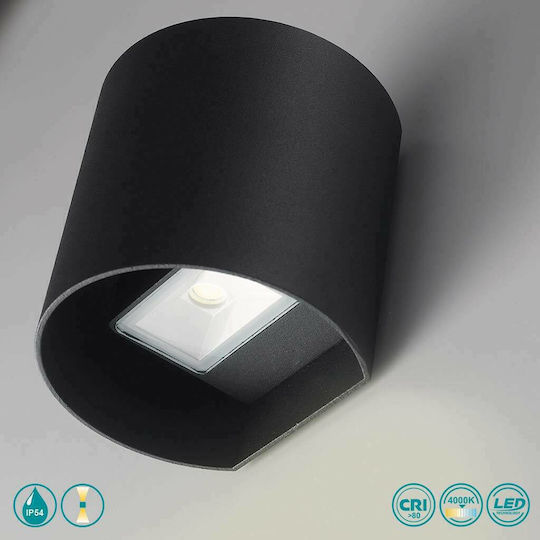 Fan Europe Επιτοίχια Εξωτερική Πλαφονιέρα LED IP54 7W με Φυσικό Λευκό Φως Διπλής Δέσμης 11x11x9.5εκ.
