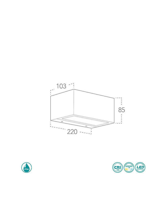 Fan Europe Wall-Mounted Outdoor Ceiling Light LED IP54 20W with Natural White Light Double Beam 22x10.3x8.5εκ.