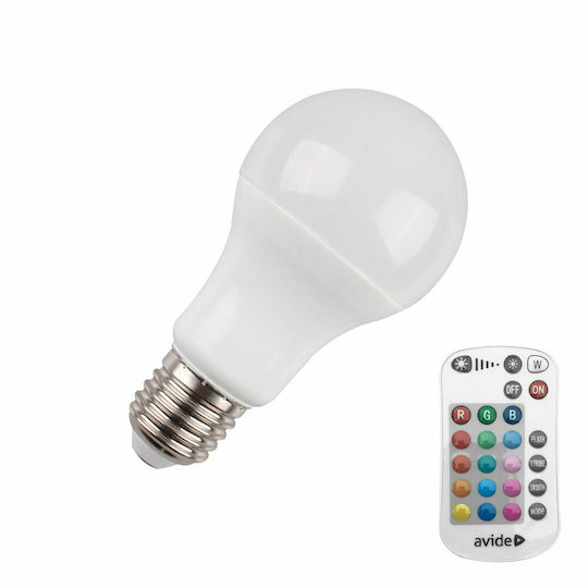 Avide Smart Lampe ASG27RGBW-9W-RC LED 9W für Fassung E27 und Form A60 RGBW 806lm Dimmbar
