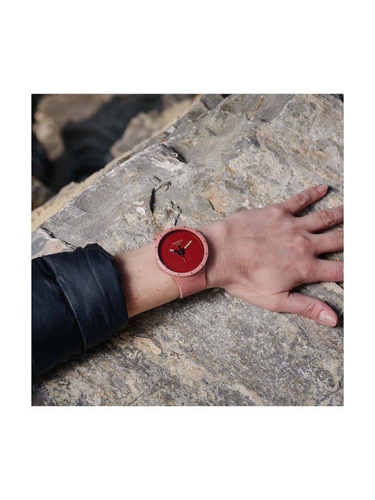 Swatch Big Bold Bioceramic Canyon Herrenuhr 47mm Batterie mit Rosa Kautschukarmband
