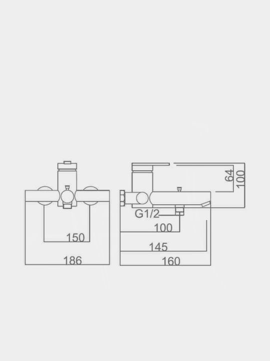 Imex Roma Mixing Bathtub Shower Faucet Complete Set Silver