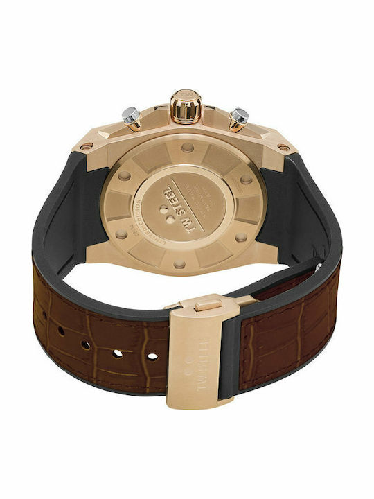 TW Steel Ace Genesis Limited Edition Ανδρικό Ρολόι 44mm Χρονογράφος Μπαταρίας με Καφέ Δερμάτινο Λουράκι