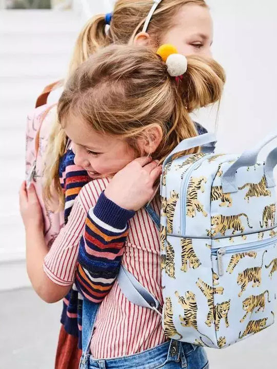 Petit Monkey Grey Tigers Σχολική Τσάντα Πλάτης Νηπιαγωγείου Γκρι με Θήκη για Παγούρι