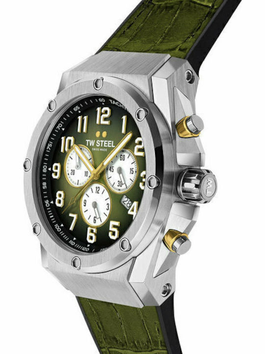 TW Steel Ace Genesis Limited Edition Ceas Barbati 44mm Cronograf Baterie cu Curea din Piele Verdetă