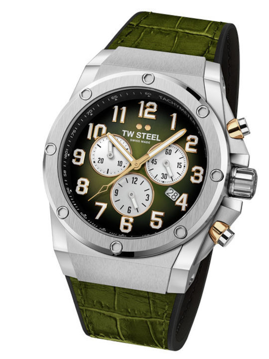 TW Steel Ace Genesis Limited Edition Ceas Barbati 44mm Cronograf Baterie cu Curea din Piele Verdetă