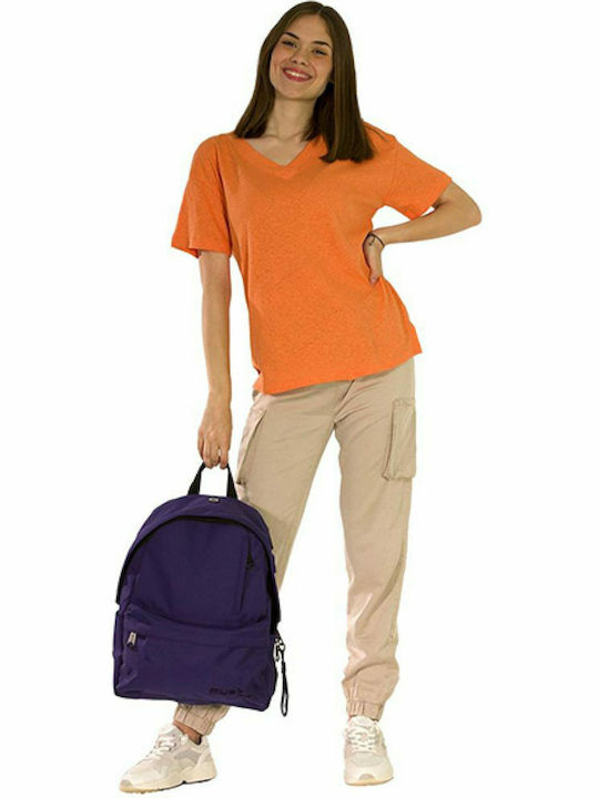Must Team Monochrome Purple School Bag Backpack Junior High-High School Purple with Water Bottle Holder 22Liters