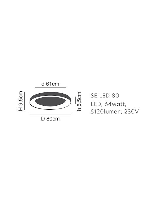 Home Lighting Ceiling Mount Light 80cm Gold with Integrated LED
