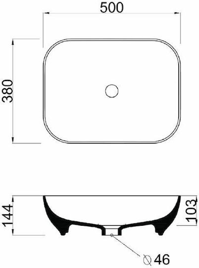 Olympia Trend Rectangular Deasupra Blatului Chiuvetă Porțelan 50x38x14.4cm Alb