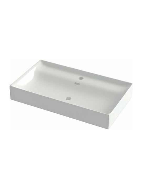 Orabella Touch 81 Επικαθήμενος Νιπτήρας Πορσελάνης 81x46x12.5cm Λευκός