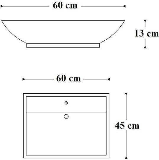 S28 Solid Surface Επικαθήμενος Νιπτήρας από Συνθετικό Υλικό 60x45cm Λευκός