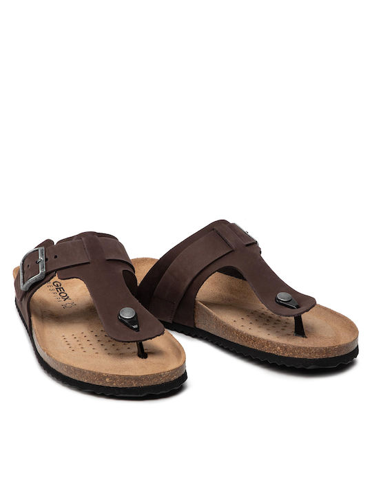 U Sandal Ghita D Δερμάτινα Ανδρικά Σανδάλια σε Καφέ Χρώμα