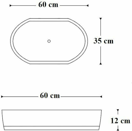 S26 Solid Surface Επικαθήμενος Νιπτήρας από Συνθετικό Υλικό 60x35cm Λευκός