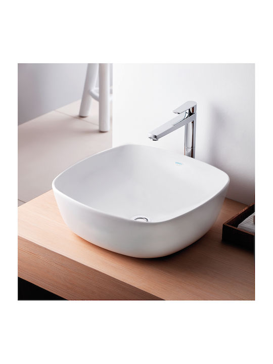 Serel Aufgesetztes Waschbecken Porzellan 46x46x15.5cm Weiß