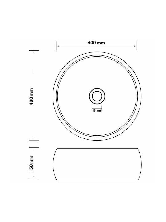 vidaXL Επικαθήμενος Νιπτήρας Κεραμικός 40x40x15cm Γκρι
