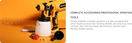 Deko Electric Paint Spray Gun 550W with 0.8lt Container