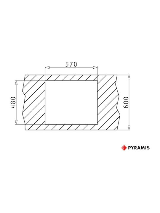 Pyramis Alazia 1B 1D 070036811 Drop-In Мивка от Синтетичен Гранит Ш59xД50см Желязно сиво