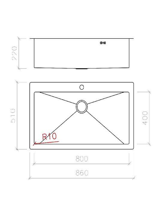 Macart Star 10 N-100 Ένθετος Νεροχύτης Inox Σατινέ Μ83xΠ51.5cm Ασημί