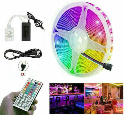 Bandă LED Alimentare 12V RGB Lungime 5m Set cu Telecomandă și Alimentare SMD5050