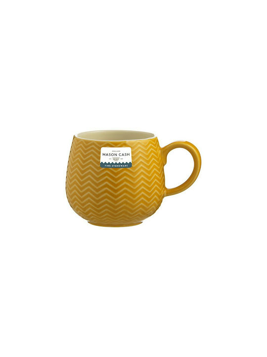 Mason Cash Embossed Chevron Ceramic Cup Yellow 350ml