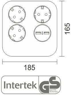 Spot Light Bandă de alimentare 3 Prize cu 2 USB-A și Cablu 1.4m