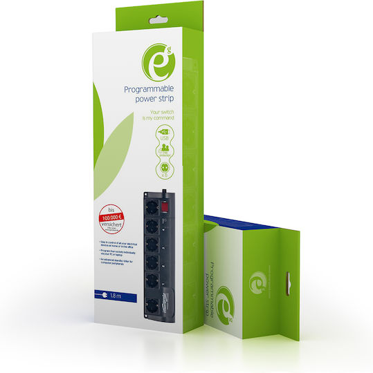 Energenie Bandă de alimentare 6 Prize cu Comutator și Cablu 1.8m