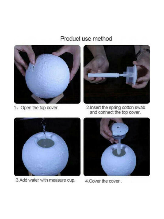 Led Συσκευή Αρωματοθεραπείας 3D Moon Lamp Λευκή
